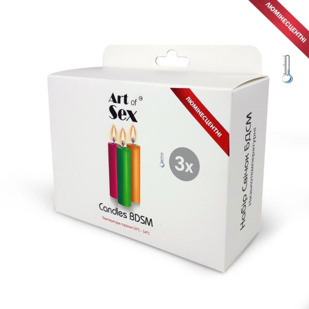 фото Набор восковых свечей Art of Sex size S 10 см (3 шт), низкотемпературные, люминисцентные  || фото Набір воскових свічок Art of Sex size S 10 см (3 шт), низькотемпературні, люмінісцентні 