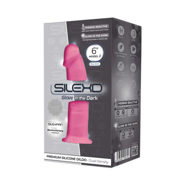 купить Фаллоимитатор SilexD Robby Pink Glow in the dark, двухслойный, силикон+Silexpan, диаметр 3,5см