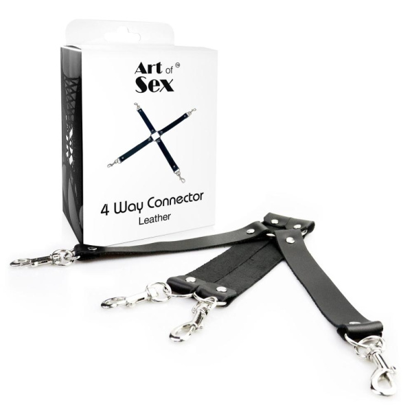 купить Крестовина из натуральной кожи Art of Sex - 4 Way Connector, Черный