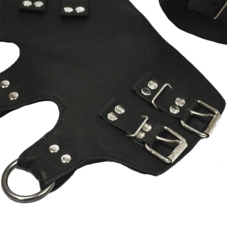 фото Поножи манжеты для подвеса за ноги Leg Cuffs For Suspension из натуральной кожи, цвет черный  || фото Поножі манжети для подвіса за ноги Leg Cuffs, натуральна шкіра, колір чорний 