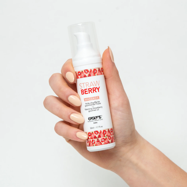купить Массажное масло EXSENS Strawberry 50 мл разогревающее, без сахара, без парабенов, съедобное
