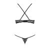 фото Комплект белья QUENTRIS BIKINI black L/XL - Passion Exclusive, стринги и полуоткрытый лиф  || фото Комплект білизни QUENTRIS BIKINI black L/XL - Passion Exclusive, стрінги і напіввідкритий ліф 