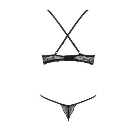 фото Комплект белья QUENTRIS BIKINI black L/XL - Passion Exclusive, стринги и полуоткрытый лиф  || фото Комплект білизни QUENTRIS BIKINI black L/XL - Passion Exclusive, стрінги і напіввідкритий ліф 