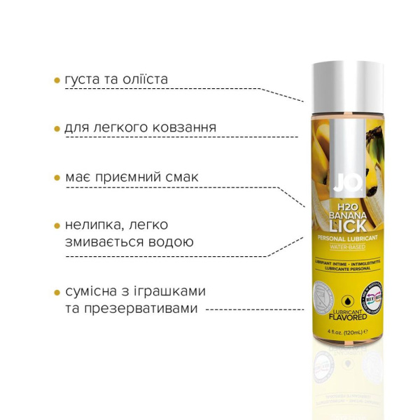 купить Смазка на водной основе System JO H2O — Banana Lick (120 мл) без сахара, растительный глицерин