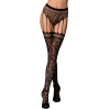 фото Эротические колготки-бодистокинг Passion S003 black, имитация кружевных чулок и трусиков