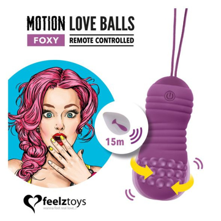 фото Вагинальные шарики с жемчужным массажем FeelzToys Motion Love Balls Foxy с пультом ДУ, 7 режимов  || фото Вагінальні кульки з перловим масажем FeelzToys Motion Love Balls Foxy з пультом дистанційного керува 