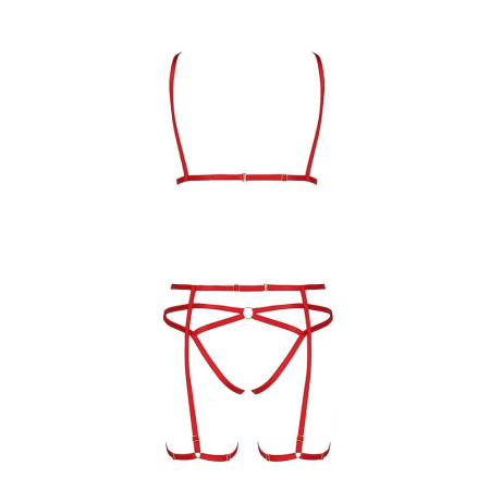 фото Комплект белья MAGALI SET OpenBra red XXL/XXXL - Passion Exclusive: стрэпы: лиф, трусики и пояс  || фото Комплект білизни MAGALI SET OpenBra red XXL/XXXL - Passion Exclusive: стрепи: ліф, трусики і пояс 