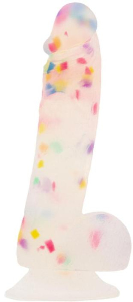 купить Фаллоимитатор с конфетти ADDICTION - PARTY MARTY - 7.5" - FROST & CONFETTI, 19 см, силикон