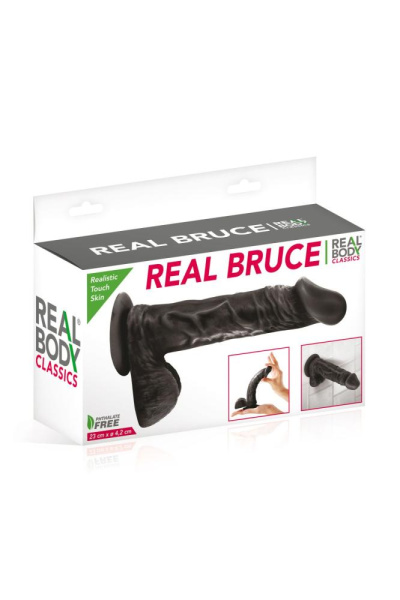 купить Фаллоимитатор на присоске Real Body - Real Bruce Black, TPE, диаметр 4,2см