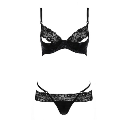 фото Комплект белья NORTH SET black L/XL - Passion Exclusive: лиф и трусики с элементами под латекс  || фото Комплект білизни NORTH SET black L/XL - Passion Exclusive: ліф і трусики з елементами під латекс 