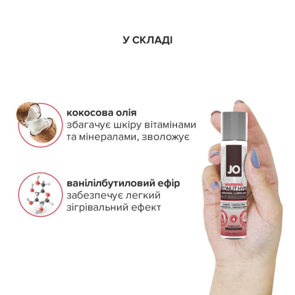купити Розігрівальний крем-змазка з кокосовою олією System JO Silicone Free Hybrid WARMING (30 мл) білий