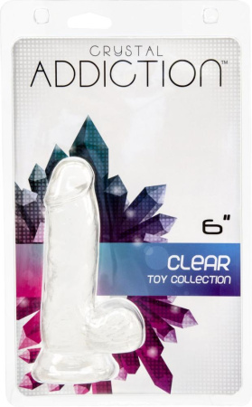 фото Прозрачный фаллоимитатор на присоске ADDICTION — Clear Dildo with Balls 6″, вибропуля в подарок  || фото Прозорий фалоімітатор на присосці ADDICTION — Clear Dildo with Balls 6″, віброкуля в подарунок 