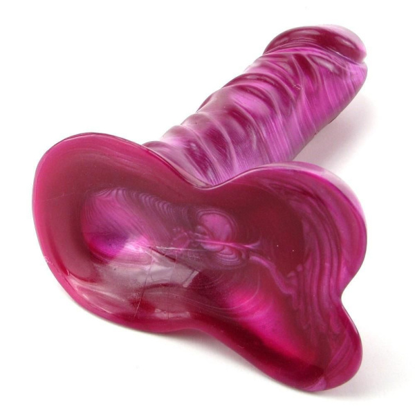 купить Фаллоимитатор Doc Johnson Radiant Gems 7 Inch Ballsy Fuchsia, диаметр 4,3см, антибактериальный ПВХ