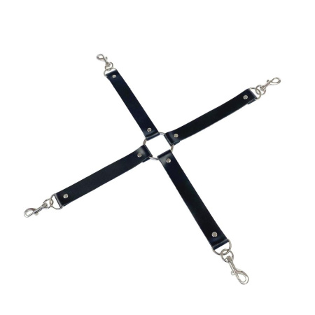 фото Крестовина из натуральной кожи Art of Sex - 4 Way Connector, Черный  || фото Хрестовина з натуральної шкіри Art of Sex - 4 Way Connector, Чорний 