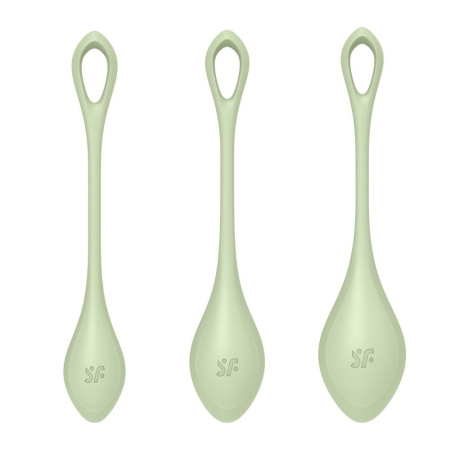 фото Набор йони бусин Satisfyer Yoni Power 2 Light Green, диаметр 2-2,5-3см, вес 22-44-73гр  || фото Набір йоні намистин Satisfyer Yoni Power 2 Light Green, диаметр 2-2,5-3см, вес 22-44-73гр 