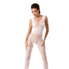 фото Бодистокинг Passion BS052 white, комбинезон, имитация корсета с подтяжками, чулок и трусиков