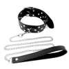 фото Ошейник с поводком из натуральной кожи с заклепками Art of Sex - Jenna Collar with Leash, черный  || фото Нашийник з повідцем із натуральної шкіри із заклепками Art of Sex - Jenna Collar with Leash, чорний 