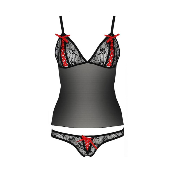 купить Комплект белья MELISSA SET black XXL/XXXL - Passion: лиф-сорочка со шнуровкой и трусики