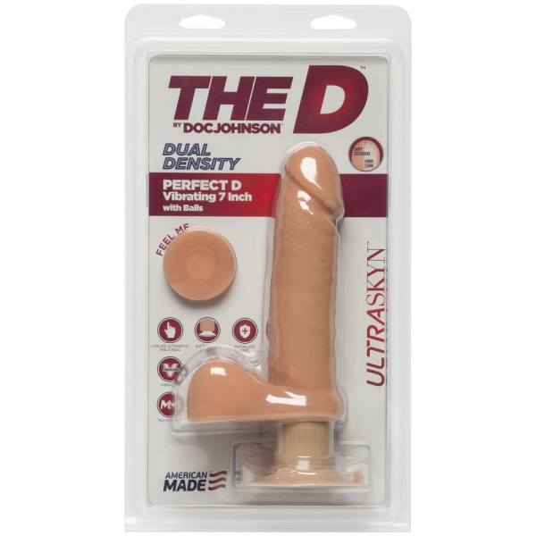 купить Фаллоимитатор Doc Johnson The D - Perfect D - Vibrating 7 Inch With Balls - ULTRASKYN, диаметр 4,5см