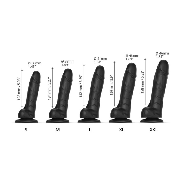 купить Реалистичный фаллоимитатор Strap-On-Me Sliding Skin Realistic Dildo Black - XXL, эффект подвижной ко