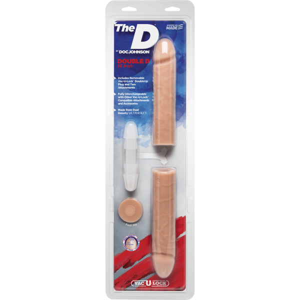 купить Фаллоимитатор двойной Doc Johnson The D - Double D - 16 Inch - ULTRASKYN, диаметр 4,4см, Vack-U-Lock