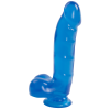 фото Фаллоимитатор Doc Johnson Jelly Jewels Cock & Balls Blue, диаметр 3,6см, антибактериальный ПВХ