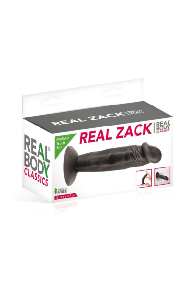 купить Фаллоимитатор с присоской Real Body - Real Zack Black, TPE, диаметр 3,7см
