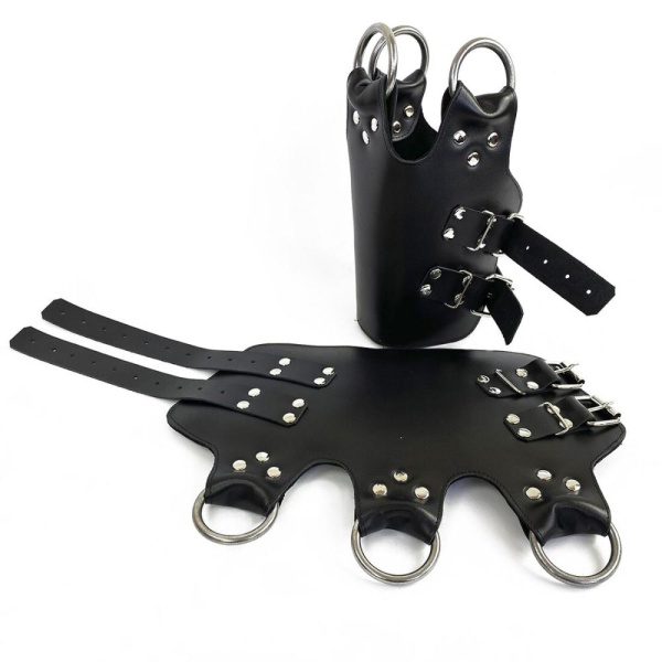 купить Поножи манжеты для подвеса за ноги Leg Cuffs For Suspension из натуральной кожи, цвет черный