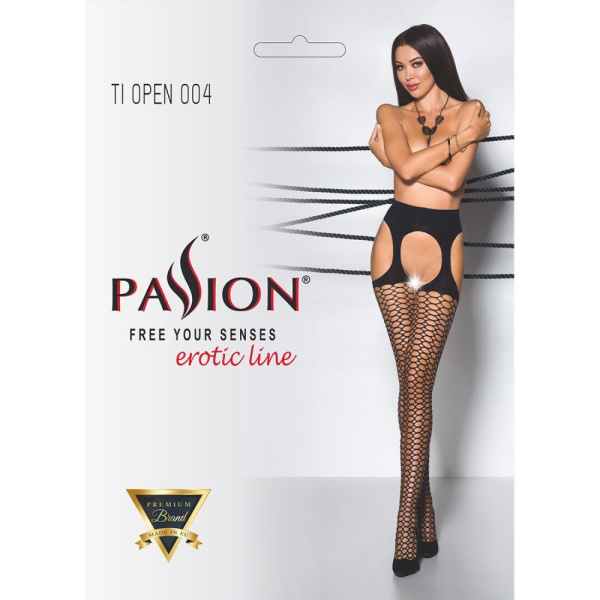 купить Эротические колготки TIOPEN 004 nero 3/4 (fishnet 40 den) - Passion, имитация чулок и пояса