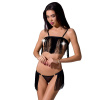фото Комплект белья KASSANDRA SET OpenBra black L/XL - Passion Exclusive: лиф из бахромы, трусики-юбка