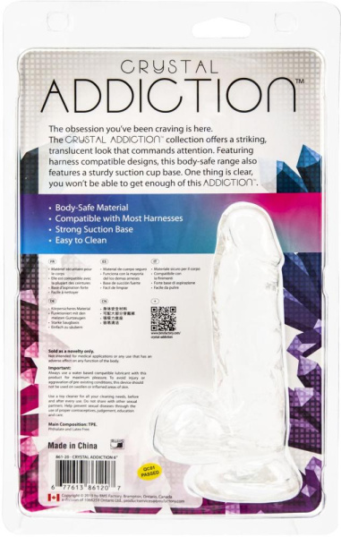 купить Прозрачный фаллоимитатор на присоске ADDICTION — Clear Dildo with Balls 6″, вибропуля в подарок