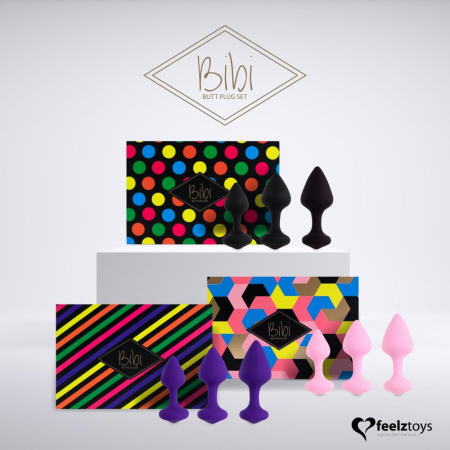 фото Набор силиконовых анальных пробок FeelzToys - Bibi Butt Plug Set 3 pcs Black  || фото Набір силіконових анальних пробок FeelzToys - Bibi Butt Plug Set 3 pcs Black 