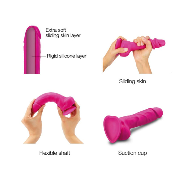 купить Реалистичный фаллоимитатор Strap-On-Me Sliding Skin Realistic Dildo Fuchsia - L, эффект подвижной ко