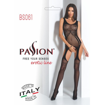 фото Бодистокинг Passion BS061 black, комбинезон, имитация чулок  || фото Бодістокінг Passion BS061 black, комбінезон, імітація панчох 