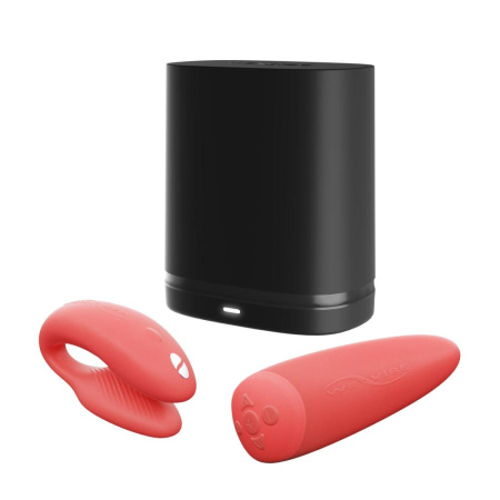 фото Смарт-вибратор для пар We-Vibe Chorus Crave Coral, сенсорное управление вибрациями сжатием пульта  || фото Смарт-вібратор для пар We-Vibe Chorus Crave Coral, сенсорне керування вібраціями стисненням пульта 