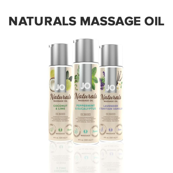 купить Массажное масло System JO - Naturals Massage Oil - Peppermint&Eucalyptus с эфирными маслами (120 мл)