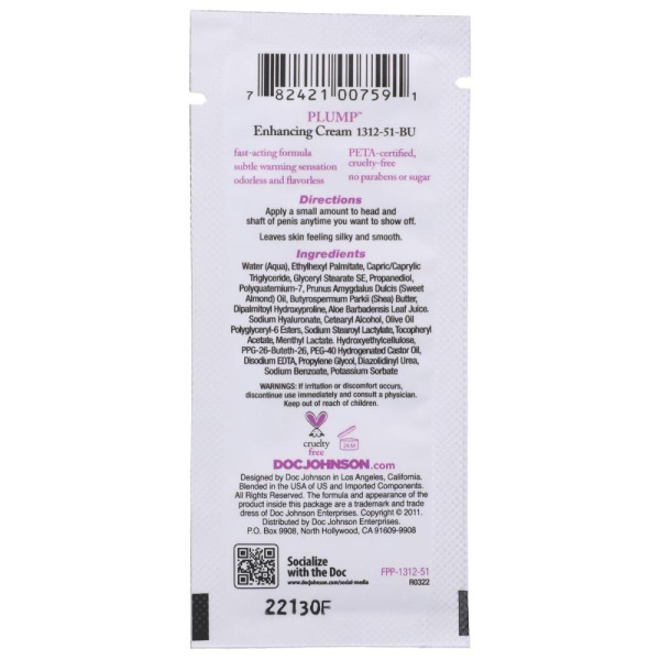купить Крем для увеличения члена Doc Johnson Plump - Enhancing Cream For Men (7 г)