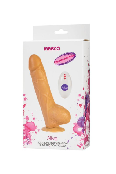 купить Фаллоимитатор Alive Marco с вибрацией и ротацией, пульт ДУ, силикон, диаметр 4,2см
