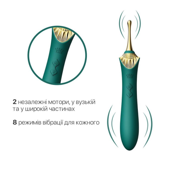 купить Вагинально-клиторальный вибратор Zalo — Bess Turquoise Green, многофункциональный с насадками