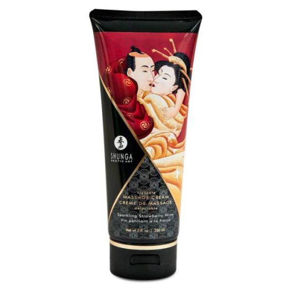 купить Съедобный массажный крем Shunga Kissable Massage Cream – Sparkling Strawberry Wine (200 мл)