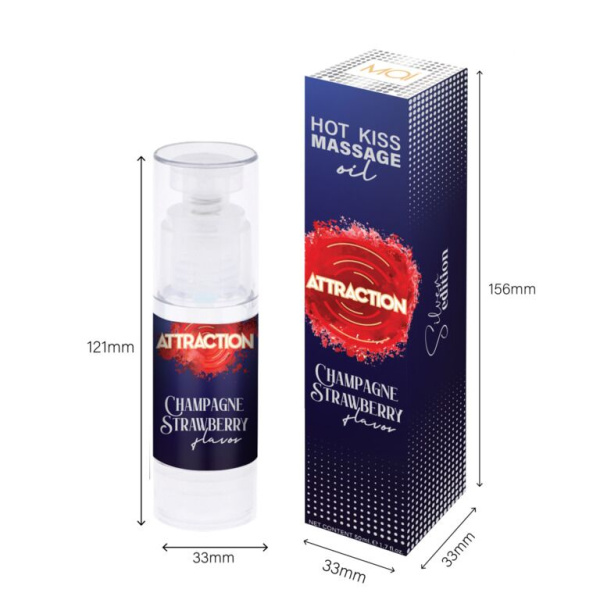 купить Съедобное массажное масло MAI Attraction Champagne Strawberry Hot Kiss (50 мл)