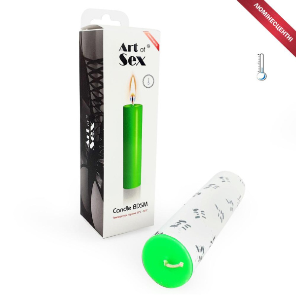 купить Зеленая свеча восковая Art of Sex size M 15 см низкотемпературная, люминесцентная