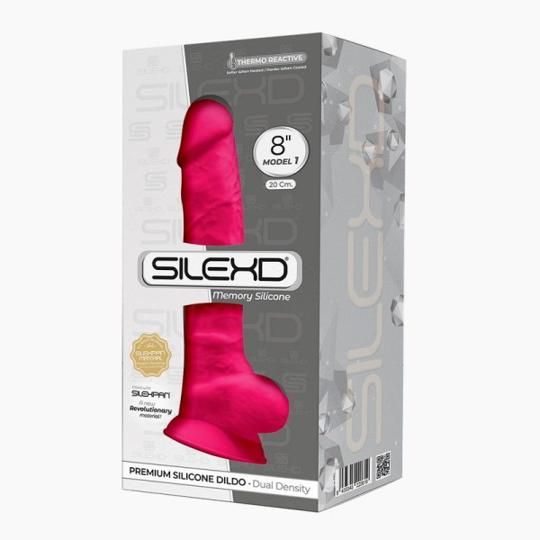 купить Фаллоимитатор SilexD Vetus Pink (MODEL 1 size 8in), двухслойный, силикон+Silexpan, диаметр 4,2см