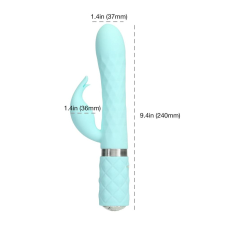 фото Роскошный кролик с ротацией и вибрацией Pillow Talk Lively, Teal, кристалл Сваровски, тройной отрост  || фото Розкішний кролик з ротацією та вібрацією Pillow Talk Lively Teal, кристал Сваровскі, потрійний відро 