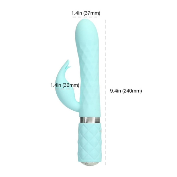 купить Роскошный кролик с ротацией и вибрацией Pillow Talk Lively, Teal, кристалл Сваровски, тройной отрост