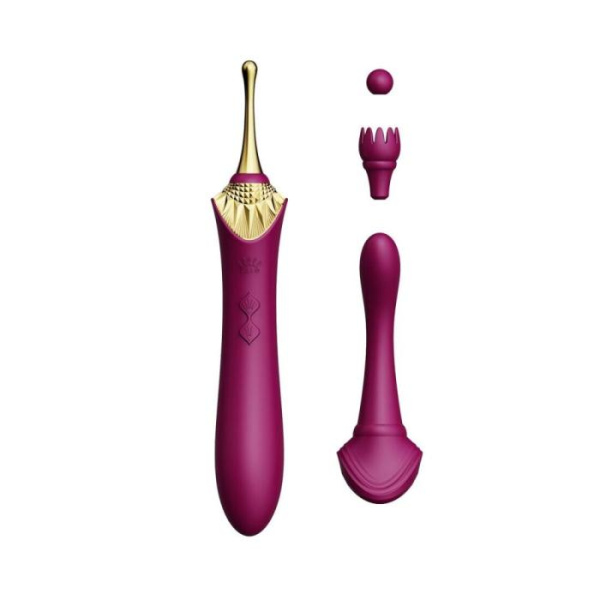 купить Вагинально-клиторальный вибратор Zalo — Bess Velvet Purple, мультифункциональный с насадками