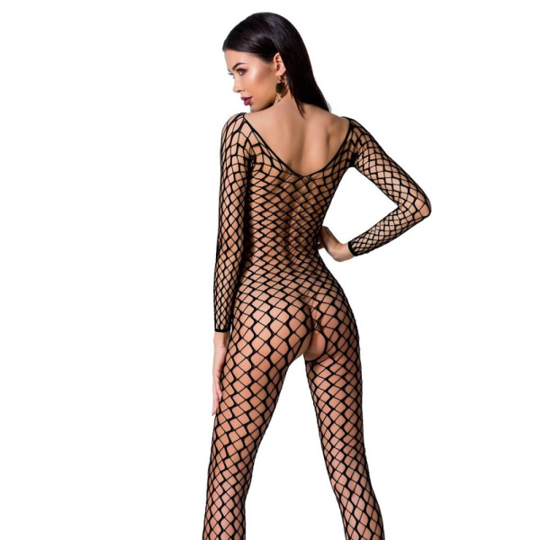 купить Бодистокинг Passion BS068 black, комбинезон, крупная сетка, длинный рукав