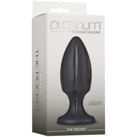 фото Анальный плаг с каналами для смазки Doc Johnson Platinum Premium Silicone - The Rocket - Black  || фото Анальний плаг із каналами для змащення Doc Johnson Platinum Premium Silicone — The Rocket — Black 