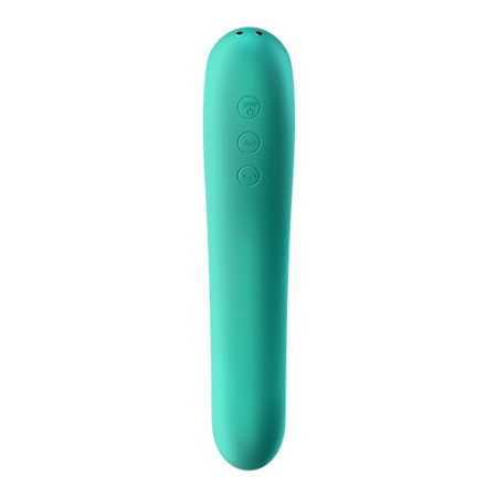 фото Вакуумный стимулятор с вибрацией Satisfyer Dual Kiss Green  || фото Вакуумний стимулятор із вібрацією Satisfyer Dual Kiss Green 