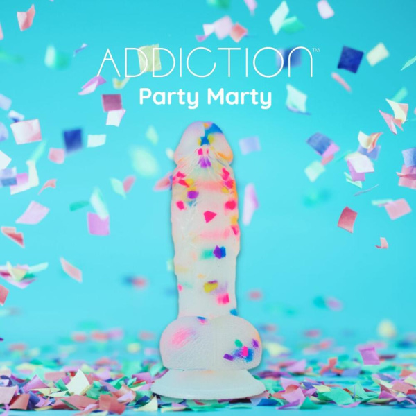 купить Фаллоимитатор с конфетти ADDICTION - PARTY MARTY - 7.5" - FROST & CONFETTI, 19 см, силикон